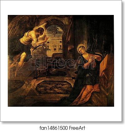 Free art print of Annunciation by Jacopo Robusti, Called Tintoretto