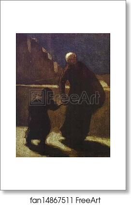 Free art print of Woman and Child on a Bridge by Honoré Daumier