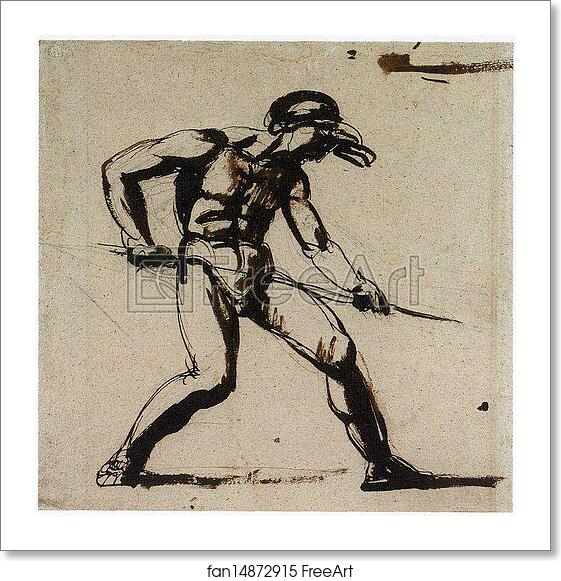 Free art print of A Warrior Holding a Lance by George Romney Free art print of A Warrior Holding a Lance by George Romney