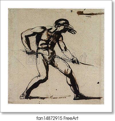 Free art print of A Warrior Holding a Lance by George Romney