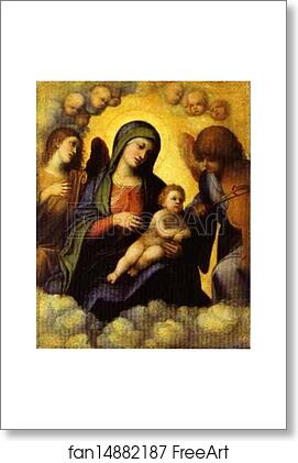 Free art print of Madonna and Child in Glory with Angels by Correggio