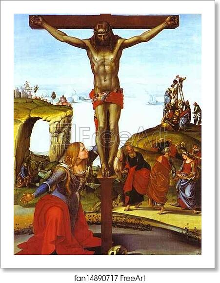 Free art print of The Crucifixion with St. Mary Magdalen by Luca Signorelli
