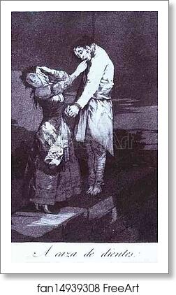 Free art print of Capricho 12: A caza de dientes (Out Hunting for Teeth) by Francisco De Goya Y Lucientes