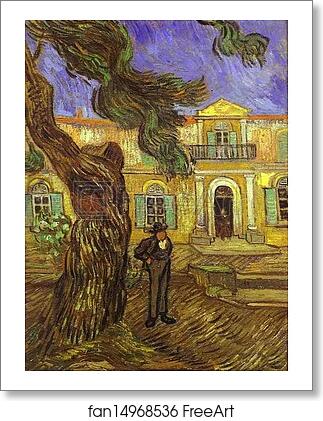 Free art print of Tree and Man (in front of the Asylum of Saint-Paul, St. Rémy) by Vincent Van Gogh