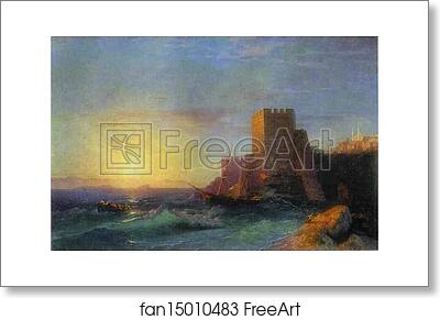 Free art print of Towers on the Rock Near Bosporus by Ivan Aivazovsky