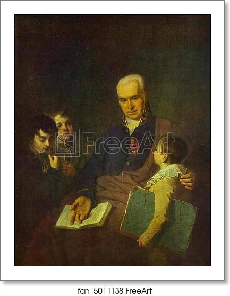 Free art print of Portrait of K. I. Golovachevsky and the Younger Pupils of the Academy by Alexey Venetsianov
