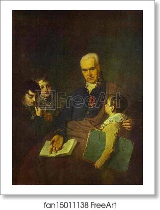 Free art print of Portrait of K. I. Golovachevsky and the Younger Pupils of the Academy by Alexey Venetsianov
