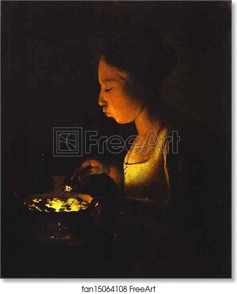 Free art print of Girl with a Brazier by Georges De La Tour