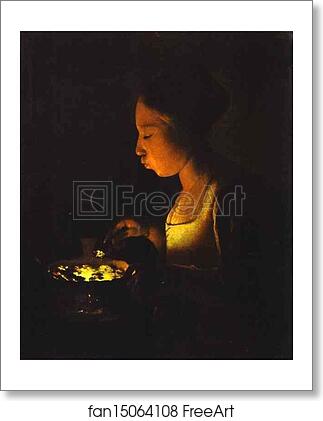 Free art print of Girl with a Brazier by Georges De La Tour