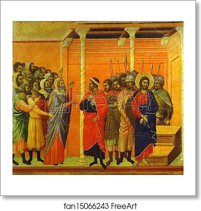Free art print of Maestà (back, central panel) Jesus Accused by the Pharisees by Duccio Di Buoninsegna