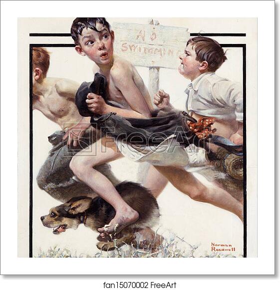 Free art print of No Swimming by Norman Rockwell Free art print of No Swimming by Norman Rockwell