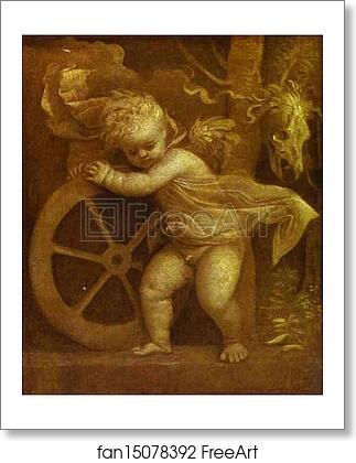 Free art print of Cupid with the Wheel of Fortune by Titian