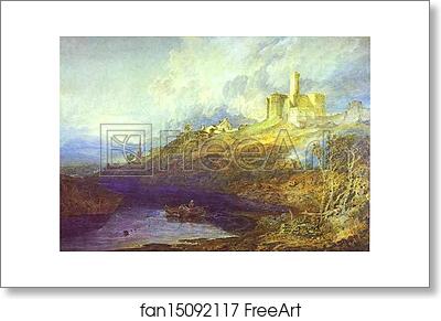 Free art print of Warkworth Castle, Northumberland - Thunder Storm Approaching at Sun-Set by Joseph Mallord William Turner
