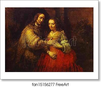 Free art print of Isaac and Rebecca. (The Jewish Bride) by Rembrandt Harmenszoon Van Rijn