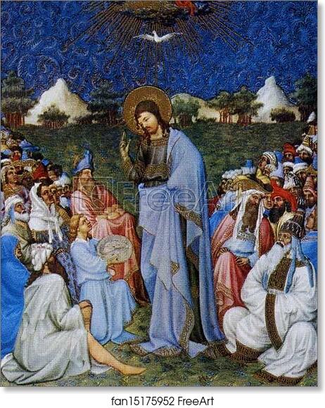 Free art print of Les trÄ�s riches heures du Duc de Berry. Feeding the Multitude. Detail by Limbourg Brothers