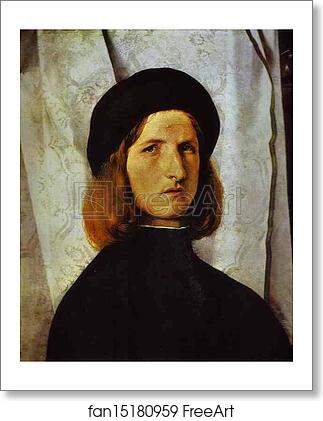 Free art print of Portrait of a Young Man against a White Curtain by Lorenzo Lotto
