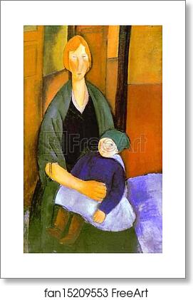 Free art print of Seated Woman with Child by Amedeo Modigliani