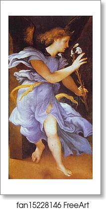Free art print of The Angel of the Annunciation by Lorenzo Lotto