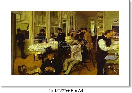 Free art print of Portraits in a New Orleans Cotton office by Edgar Degas