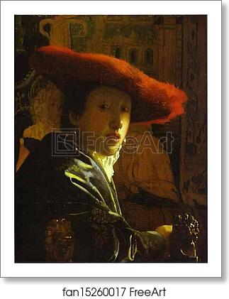 Free art print of Girl with a Red Hat by Jan Vermeer