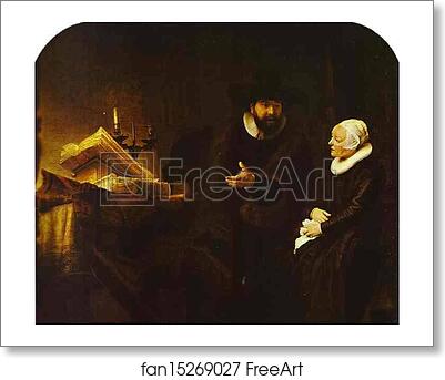 Free art print of The Mennonite Minister Cornelius Claeszoon Anslo in Conversation with His Wife Aaltje by Rembrandt Harmenszoon Van Rijn