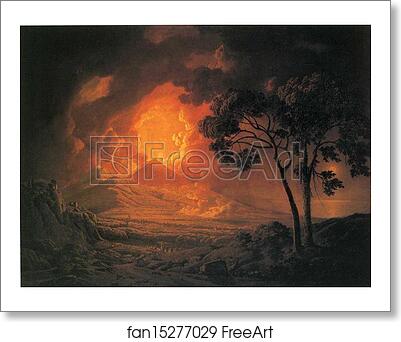 Free art print of An Eruption of Mount Vesuvius, with the Procession of St. Januarius's Head by Joseph Wright Of Derby