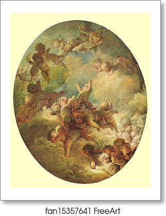 Free art print of Groups of Children in the Sky ("A Swarm of Cupids") by Jean-Honoré Fragonard