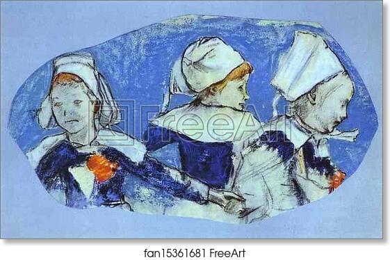 Free art print of Breton Girls Dancing by Paul Gauguin