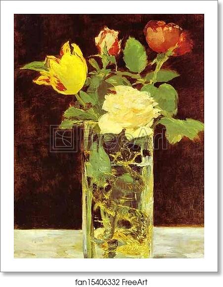 Free art print of Roses and Tulips in a Vase by Edouard Manet Free art print of Roses and Tulips in a Vase by Edouard Manet