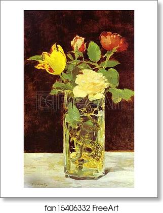 Free art print of Roses and Tulips in a Vase by Edouard Manet