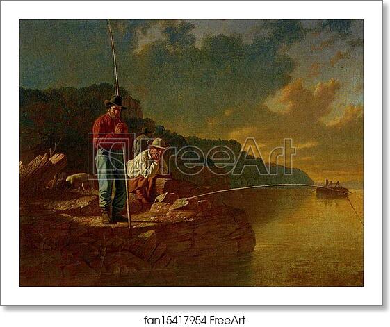 Free art print of Fishing on the Mississippi by George Caleb Bingham