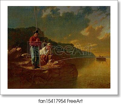 Free art print of Fishing on the Mississippi by George Caleb Bingham