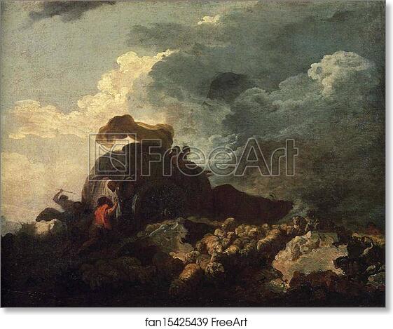 Free art print of The Storm or The Cart Stuck in the Mire by Jean-Honoré Fragonard