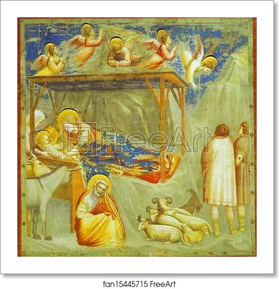 Free art print of The Nativity and Adoration of the Shepherds by Giotto