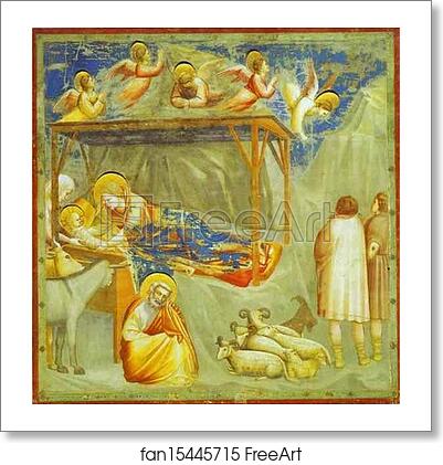 Free art print of The Nativity and Adoration of the Shepherds by Giotto