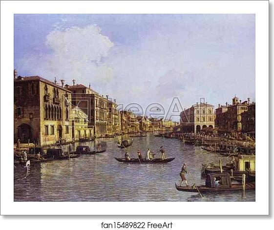 Free art print of The Grand Canal Looking Down to the Rialto Bridge by Giovanni Antonio Canale, Called Canaletto