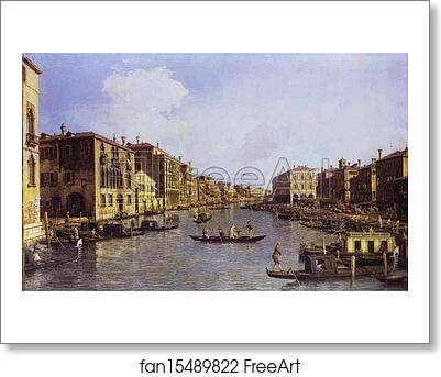 Free art print of The Grand Canal Looking Down to the Rialto Bridge by Giovanni Antonio Canale, Called Canaletto