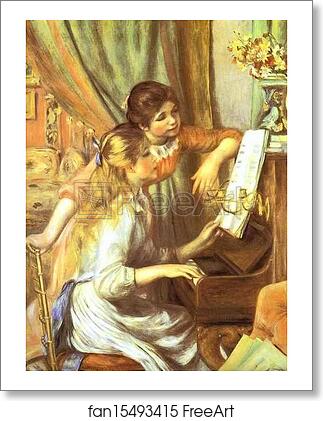 Free art print of Girls at the Piano by Pierre-Auguste Renoir