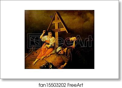Free art print of Scene on a Grave by Vasily Perov