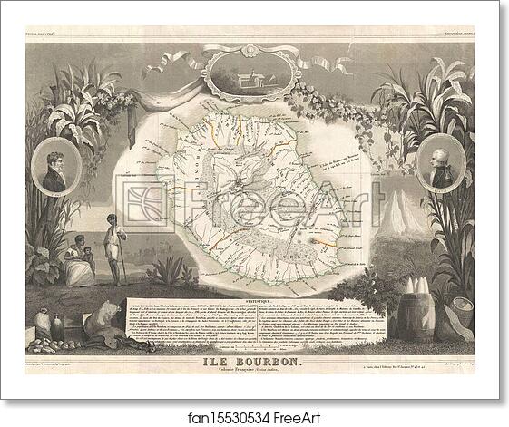 Free art print of Ile Bourbon. Colonie Francaise (Ocean Indien.) by Victor Jules Levasseur