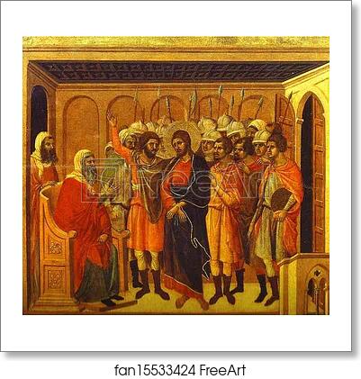 Free art print of Maestà (back, central panel) Jesus Before Annas by Duccio Di Buoninsegna