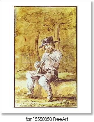 Free art print of Peasant Playing the Balalaika by Count Feodor Tolstoy