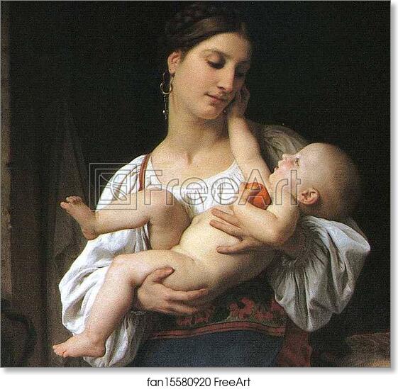 Free art print of First Caresses. Detail by William-Adolphe Bouguereau