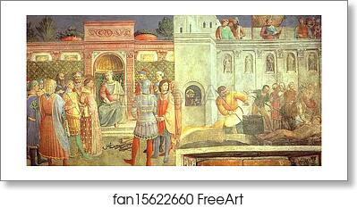 Free art print of St. Lawrence before St. Valerianus and Martyrdom of St. Lawrence by Fra Angelico