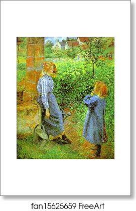 Free art print of Woman and Child at a Well by Camille Pissarro