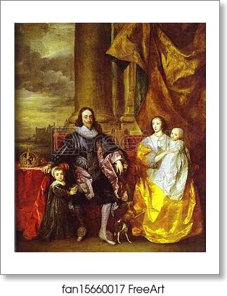 Free art print of Charles I and Queen Henrietta Maria with Charles, Prince of Wales and Princess Mary by Sir Anthony Van Dyck