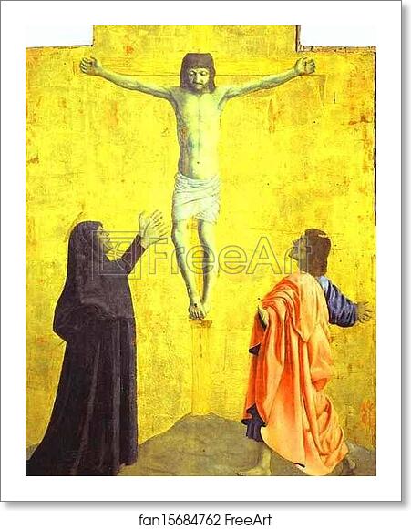 Free art print of Crucifixion. Pediment panel of the Polyptych of the Misericordia by Piero Della Francesca Free art print of Crucifixion. Pediment panel of the Polyptych of the Misericordia by Piero Della Francesca