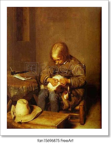 Free art print of A Boy Ridding His Dog of Fleas by Gerard Terborch Free art print of A Boy Ridding His Dog of Fleas by Gerard Terborch