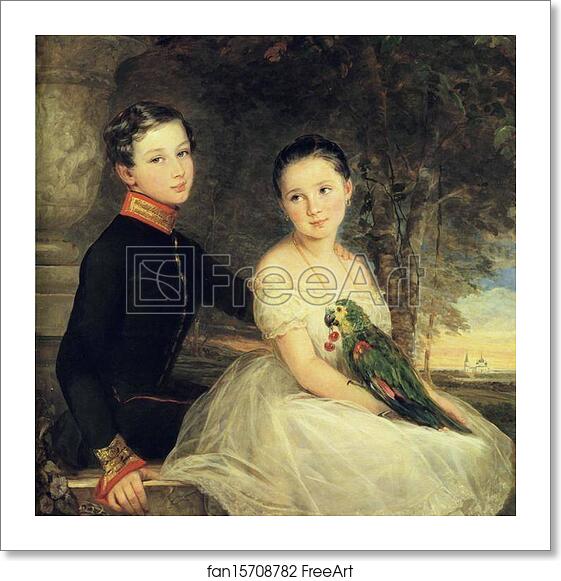 Free art print of Children with a Parrot by Christina Robertson Free art print of Children with a Parrot by Christina Robertson