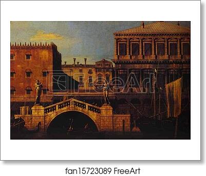 Free art print of Capriccio: the Ponte della Pescaria and Buildings on the Quay by Giovanni Antonio Canale, Called Canaletto